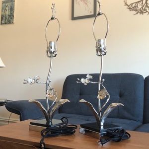 2 Michael Aram White Orchid Table Lamps